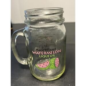 Marie Brizard Y2K Watermelon Liquor Mason Jar Glass Mug, France, 2.75x5.25”